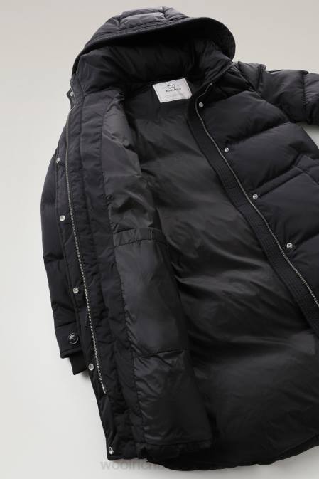 Woolrich Women Alsea Hooded Down Jacket Black Clothing J026205