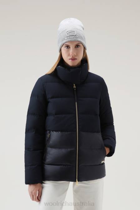 Woolrich Women Luxe Puffy Jacket Melton Blue Clothing J026343
