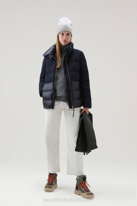 Woolrich Women Luxe Puffy Jacket Melton Blue Clothing J026343