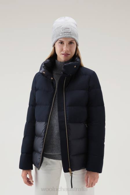 Woolrich Women Luxe Puffy Jacket Melton Blue Clothing J026343