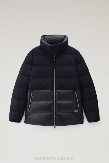 Woolrich Women Luxe Puffy Jacket Melton Blue Clothing J026343