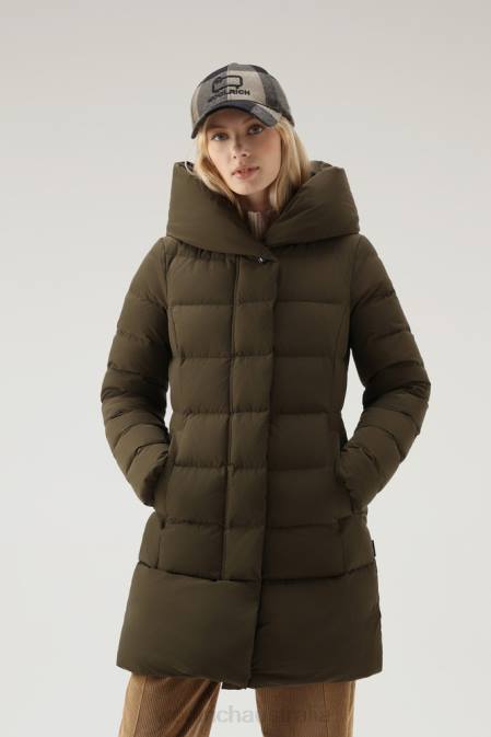 Woolrich Women Puffy Prescott Parka in Urban Touch Dark Green Clothing J026216