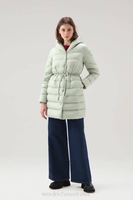Woolrich Women Ellis Long Microfiber Down Jacket Desert Sage Clothing J026303