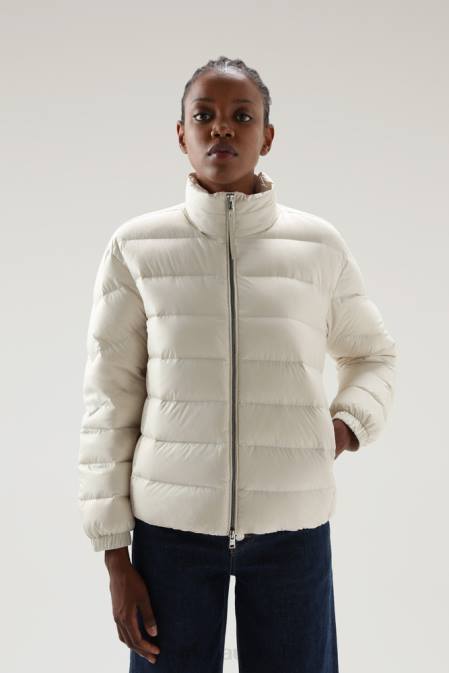 Woolrich Women Ellis Microfiber Down Jacket Milky Cream Clothing J026312