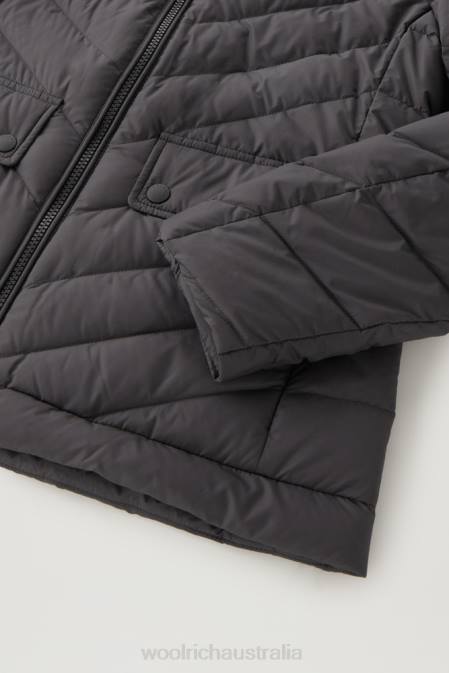 Woolrich Women Padded Short Jacket with Chevron Quilting Black Clothing J02632