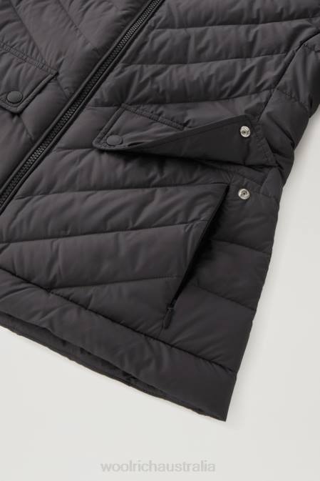 Woolrich Women Padded Short Jacket with Chevron Quilting Black Clothing J02632