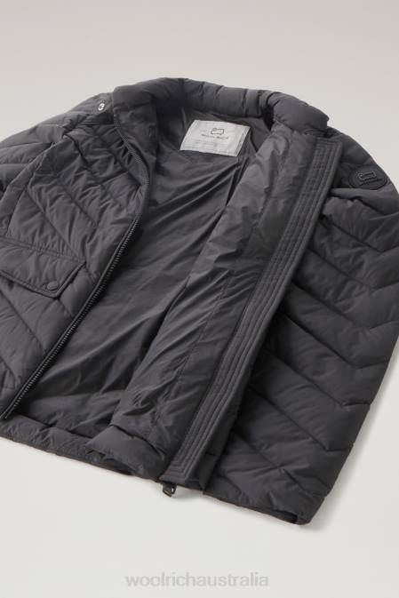 Woolrich Women Padded Short Jacket with Chevron Quilting Black Clothing J02632
