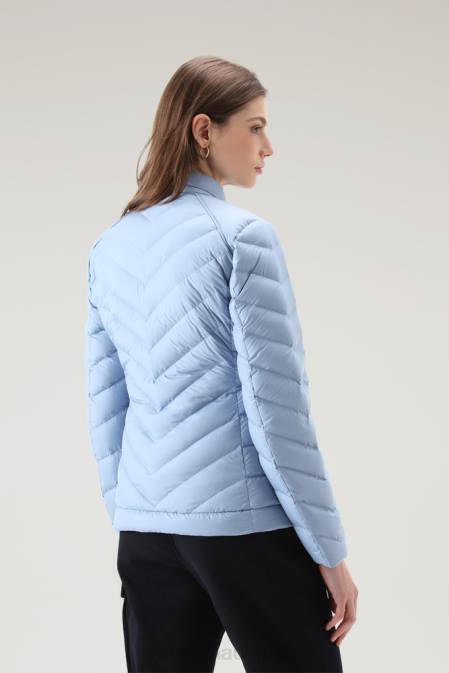 Woolrich Women Padded Short Jacket with Chevron Quilting Pale Indigo Clothing J02634