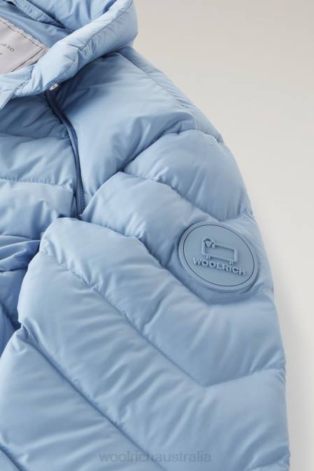 Woolrich Women Padded Short Jacket with Chevron Quilting Pale Indigo Clothing J02634