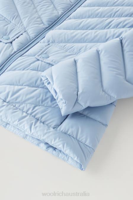 Woolrich Women Padded Short Jacket with Chevron Quilting Pale Indigo Clothing J02634