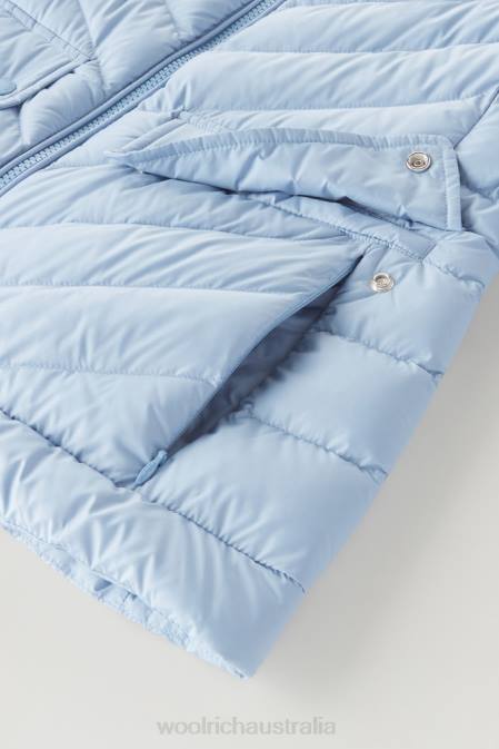 Woolrich Women Padded Short Jacket with Chevron Quilting Pale Indigo Clothing J02634