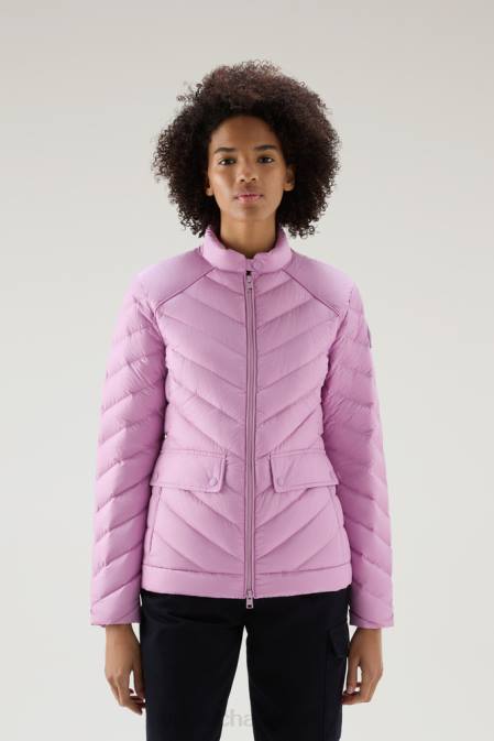 Woolrich Women Padded Short Jacket with Chevron Quilting Smoky Rose Clothing J02663
