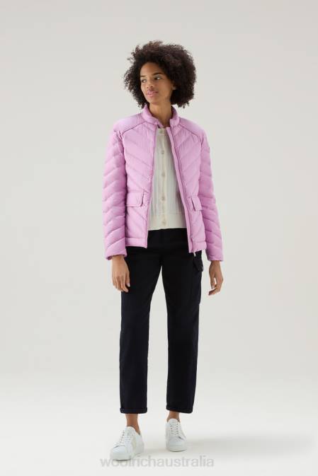 Woolrich Women Padded Short Jacket with Chevron Quilting Smoky Rose Clothing J02663