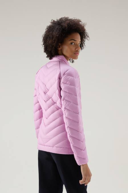 Woolrich Women Padded Short Jacket with Chevron Quilting Smoky Rose Clothing J02663