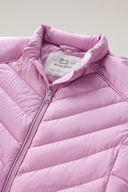 Woolrich Women Padded Short Jacket with Chevron Quilting Smoky Rose Clothing J02663