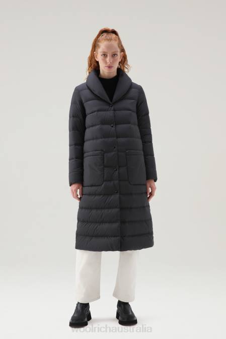 Woolrich Women Quilted Ellis Microfiber Coat Black Clothing J026294