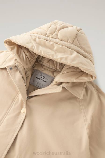 Woolrich Women 3-in-1 Sideline Parka in Soft Byrd Cotton with Detachable Padded Vest Beach Sand Clothing J026102