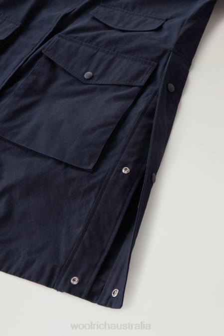 Woolrich Women 3-in-1 Sideline Parka in Soft Byrd Cotton with Detachable Padded Vest Melton Blue Clothing J026104