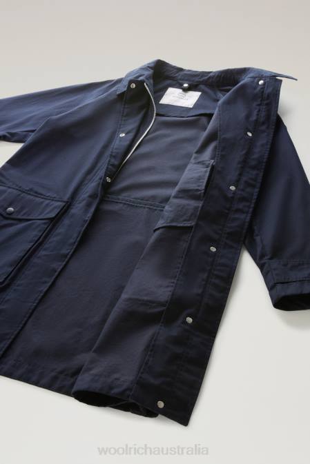 Woolrich Women 3-in-1 Sideline Parka in Soft Byrd Cotton with Detachable Padded Vest Melton Blue Clothing J026104