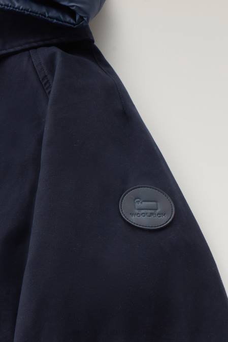 Woolrich Women 3-in-1 Sideline Parka in Soft Byrd Cotton with Detachable Padded Vest Melton Blue Clothing J026104