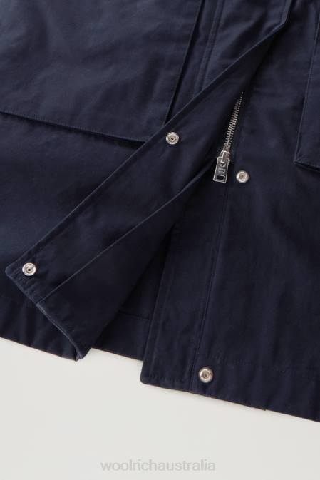 Woolrich Women 3-in-1 Sideline Parka in Soft Byrd Cotton with Detachable Padded Vest Melton Blue Clothing J026104