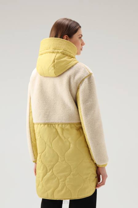 Woolrich Women Alba Parka in Crinkle Nylon and Sherpa Harvest Yellow Clothing J026318