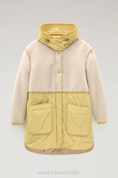Woolrich Women Alba Parka in Crinkle Nylon and Sherpa Harvest Yellow Clothing J026318
