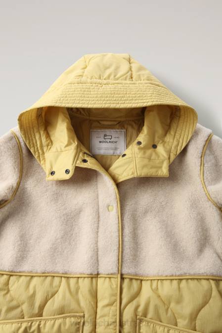 Woolrich Women Alba Parka in Crinkle Nylon and Sherpa Harvest Yellow Clothing J026318