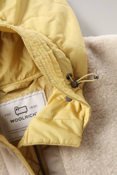 Woolrich Women Alba Parka in Crinkle Nylon and Sherpa Harvest Yellow Clothing J026318