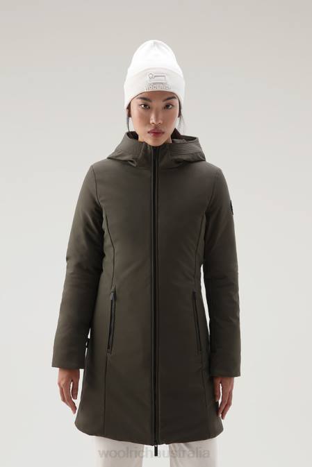 Woolrich Women Firth Parka in Softshell Dark Green Clothing J026345