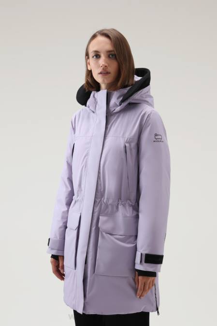 Woolrich Women Harveys Waterproof Parka in Pertex Revolve Lilac Dawn Clothing J026259