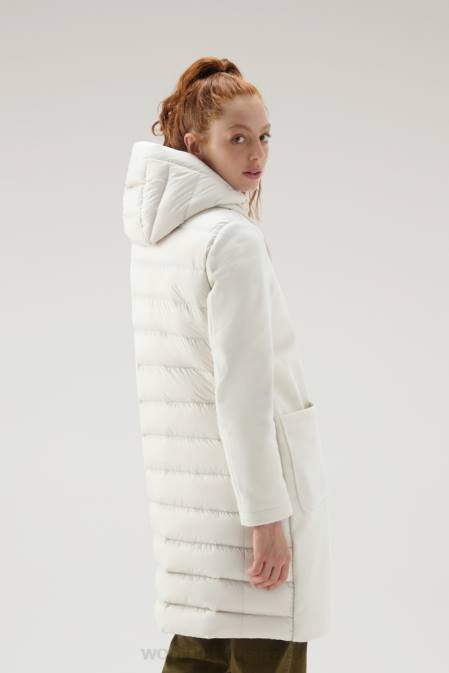 Woolrich Women Kuna Parka in Wool and Cashmere Blend Milky Cream Clothing J026210