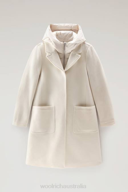 Woolrich Women Kuna Parka in Wool and Cashmere Blend Milky Cream Clothing J026210