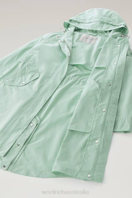 Woolrich Women Long Summer Parka in Urban Touch Harbor Green Clothing J02665