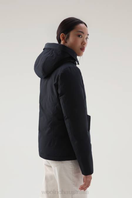 Woolrich Women Short Arctic Parka in Ramar Cloth with Detachable Fur Dark Navy Clothing J026370