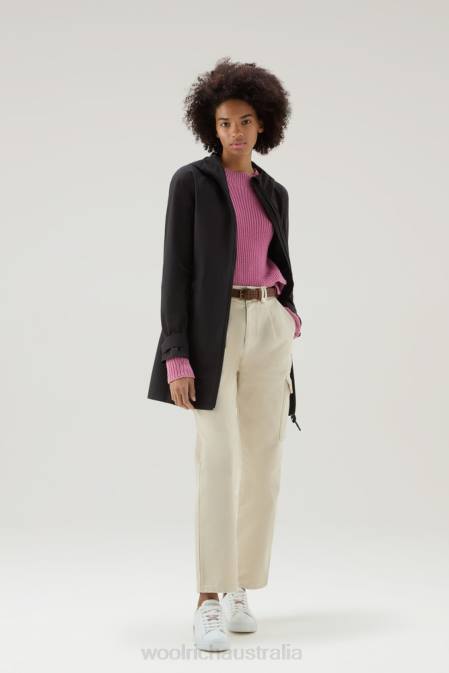 Woolrich Women Waterproof Leavitt Summer Parka Black Clothing J02689