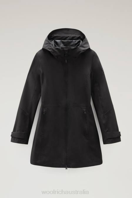 Woolrich Women Waterproof Leavitt Summer Parka Black Clothing J02689