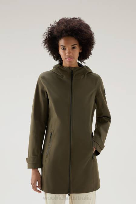 Woolrich Women Waterproof Leavitt Summer Parka Dark Green Clothing J026167