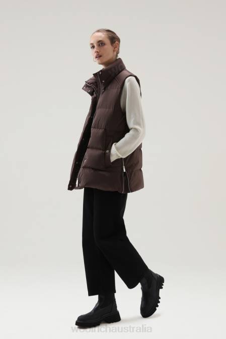 Woolrich Women Alsea Padded Vest Soil Brown Clothing J026319
