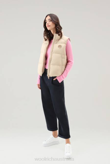 Woolrich Women Quilted Vest in Eco Taslan Nylon Beach Sand Clothing J026194