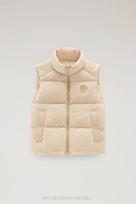 Woolrich Women Quilted Vest in Eco Taslan Nylon Beach Sand Clothing J026194