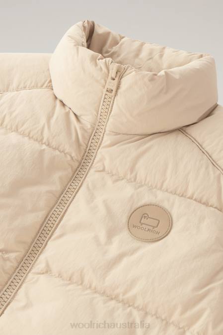 Woolrich Women Quilted Vest in Eco Taslan Nylon Beach Sand Clothing J026194