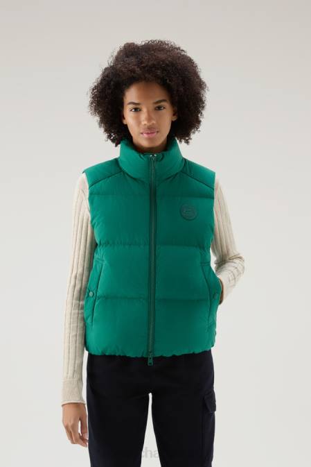 Woolrich Women Quilted Vest in Eco Taslan Nylon Evergreen Clothing J026190