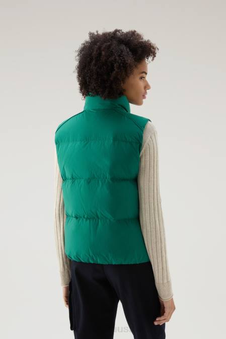 Woolrich Women Quilted Vest in Eco Taslan Nylon Evergreen Clothing J026190