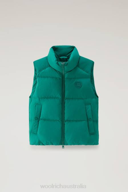 Woolrich Women Quilted Vest in Eco Taslan Nylon Evergreen Clothing J026190