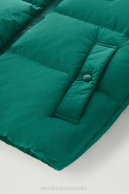 Woolrich Women Quilted Vest in Eco Taslan Nylon Evergreen Clothing J026190