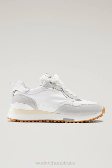 Woolrich Women Retro Sneakers in Leather with Nylon Details White White Footwear J026182
