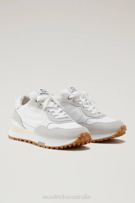 Woolrich Women Retro Sneakers in Leather with Nylon Details White White Footwear J026182